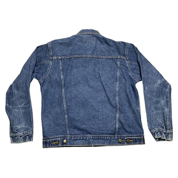 Vintage Wrangler Rugged Wear Denim Jacket Mens Large Button-Up Blue Jean Collar - Picture 2 of 13